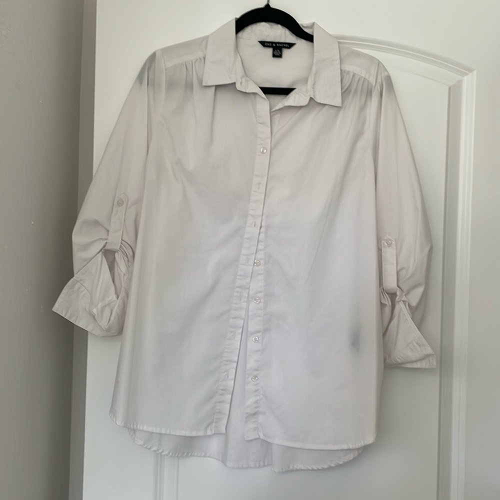 Zac & Rachel white crisp, long sleeve shirt size large